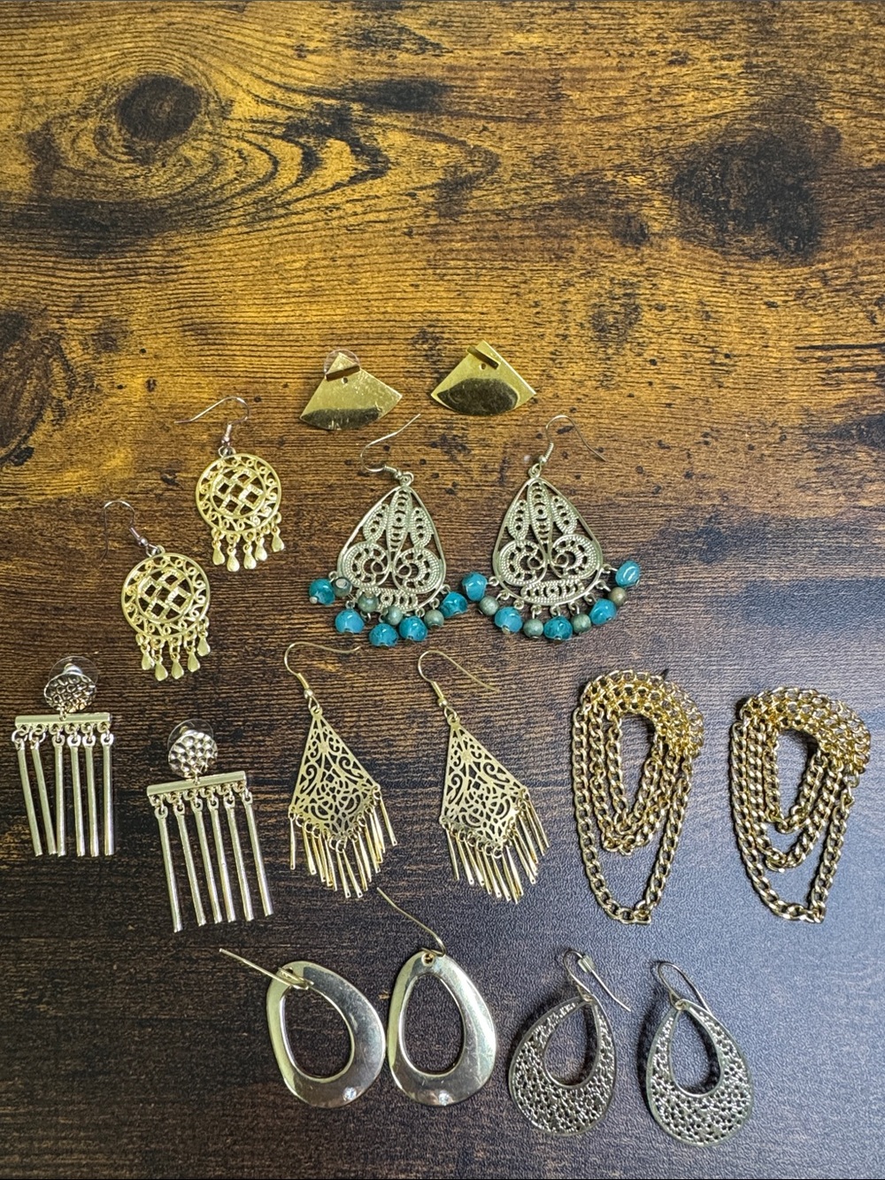 Gold-Tone Filigree Drop Earrings Lot - Women Jewelry
